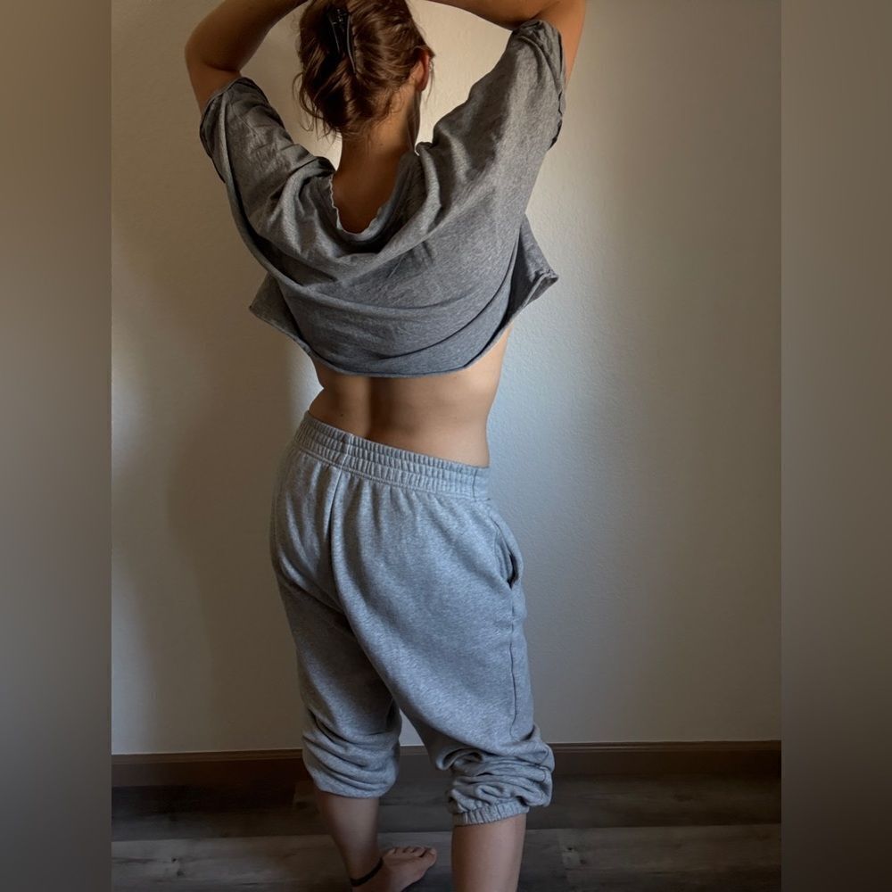 Forever 21 Gym Crop Top Light Gray Medium Cotton - Picture 4 of 9